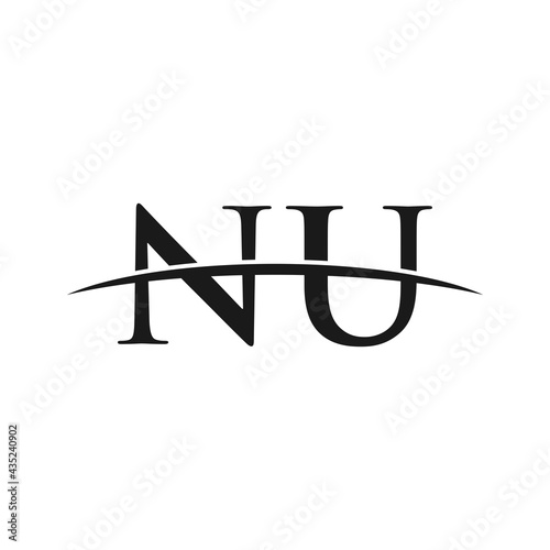 NU initial swoosh horizon, company logo design inspiration