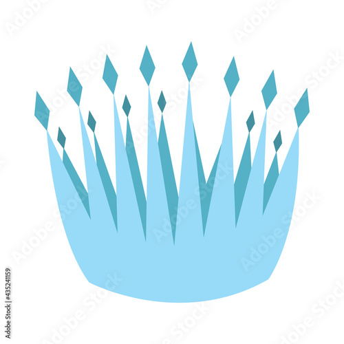 Cute blue crown in flat style. Stock vector illustration isolated on white background. Fairytale element for the royal family, cartoon style, children's illustration, simple blue crown icon, symbol.