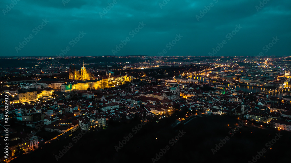 Night view of Prague from Petrin Tower - January 2018