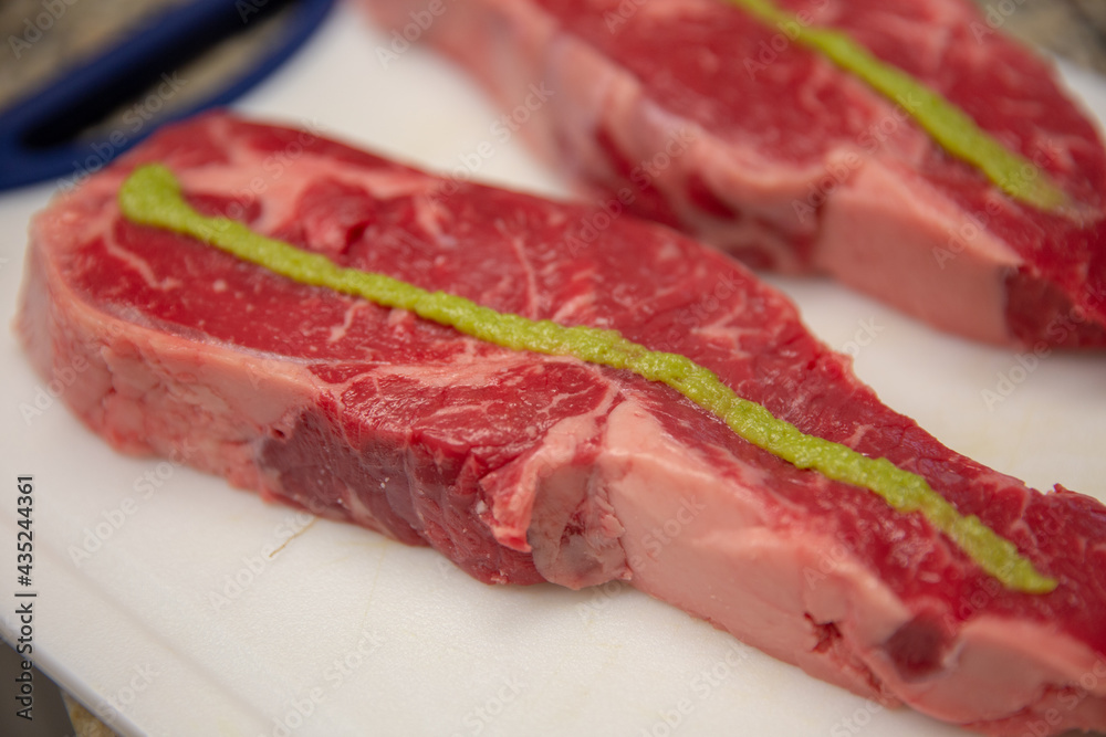 Raw Japanese Wasabi New York Strip Steak Raw Japanese Wasabi New York Strip Steak