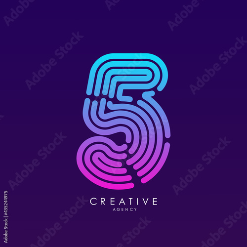 5 Monogram logo with bold outline and a modern design template