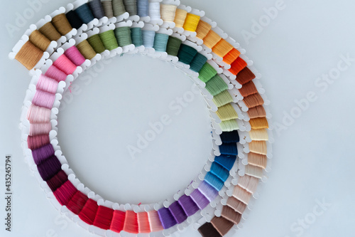Obraz na płótnie Word DIY world made of colorful bobbins, treads. Do it yourself concept. Sewing, hobby w salonie