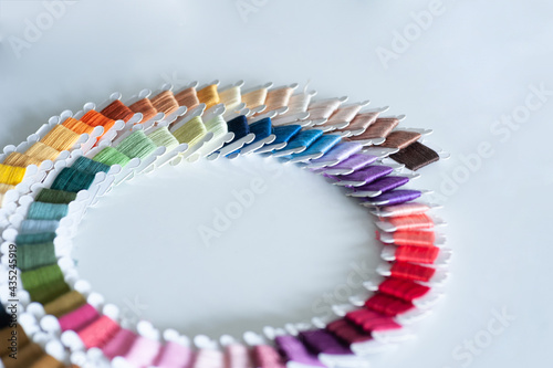 Obraz na płótnie Word DIY world made of colorful bobbins, treads. Do it yourself concept. Sewing, hobby w salonie