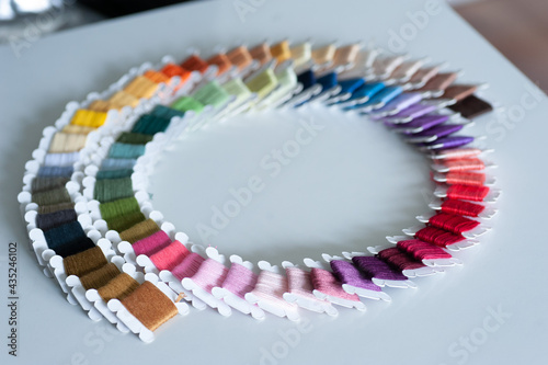 Obraz na płótnie Word DIY world made of colorful bobbins, treads. Do it yourself concept. Sewing, hobby w salonie