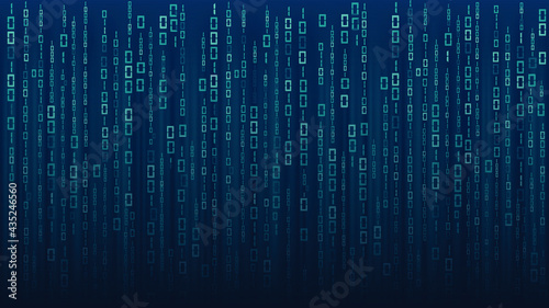 Binary matrix code on the screen. numbers of the computer matrix on the internet system. The concept of coding, hacker or mining of cryptocurrency bitcoin. Vector illustration.