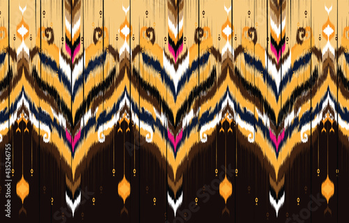 Ikat geometric folklore ornament. Tribal ethnic vector texture. 
Seamless striped pattern in Aztec style. Figure tribal embroidery. 
Indian, Scandinavian, Gyp
sy, Mexican, folk pattern.