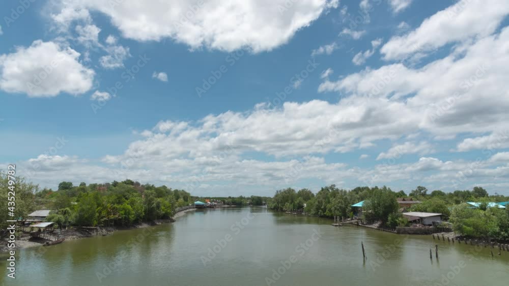 Take time-lapse photos With rivers and canals Clouds in the sky Beautiful moving place, Bang Tabun Subdistrict, Ban Laem District Phetchaburi Province, Thailand 2021-05-23 Take time-lapse photos With rivers and canals Clouds in the sky Beautiful moving place, Bang Tabun Subdistrict, Ban Laem District Phetchaburi Province, Thailand 2021-05-23
