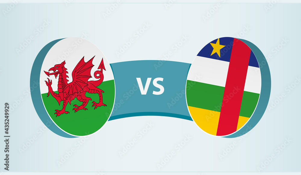 Wales versus Central African Republic, team sports competition concept.