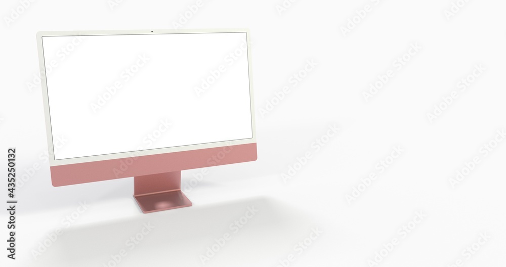 Realistic 3D Computer, with a white screen, isolated on a background Realistic 3D Computer, with a white screen, isolated on a background
