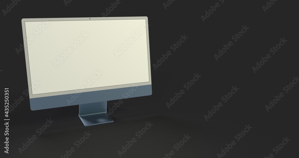 Computer display mock up with blank white screen. Stylish desktop computer mockup 3D Computer display mock up with blank white screen. Stylish desktop computer mockup 3D