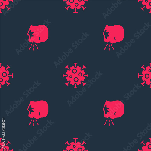 Set Man coughing and Virus on seamless pattern. Vector