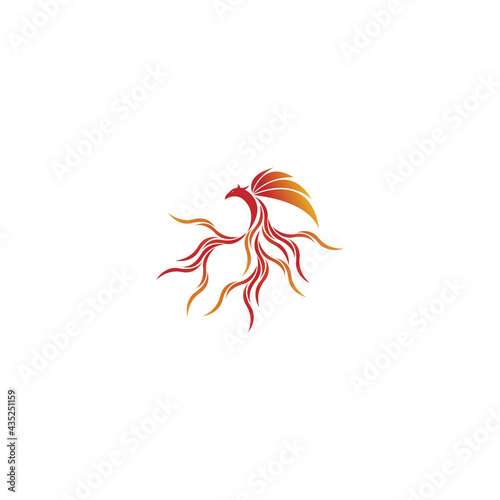 Phoenix flying fire bird vector abstract logo icon design template 