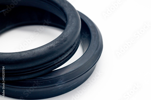 Ductile pipe gasket close-up, rubber gasket photo