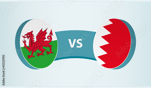 Wales versus Bahrain, team sports competition concept.