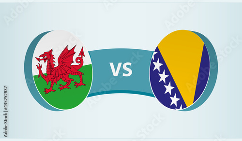 Wales versus Bosnia and Herzegovina, team sports competition concept.