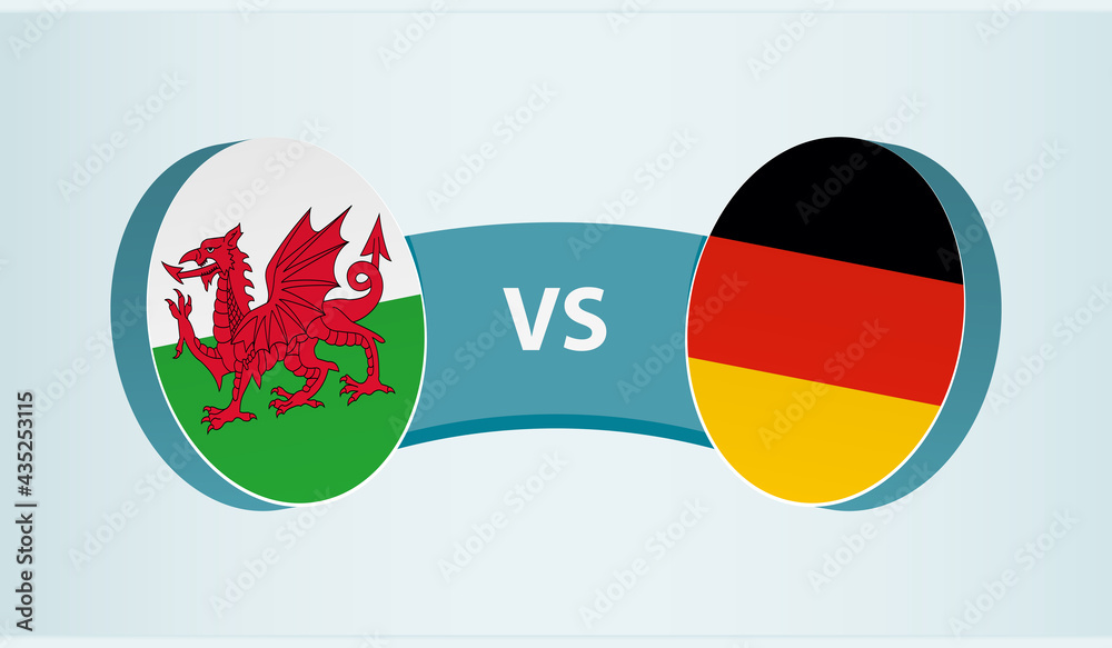 Wales versus Germany, team sports competition concept. Wales versus Germany, team sports competition concept.
