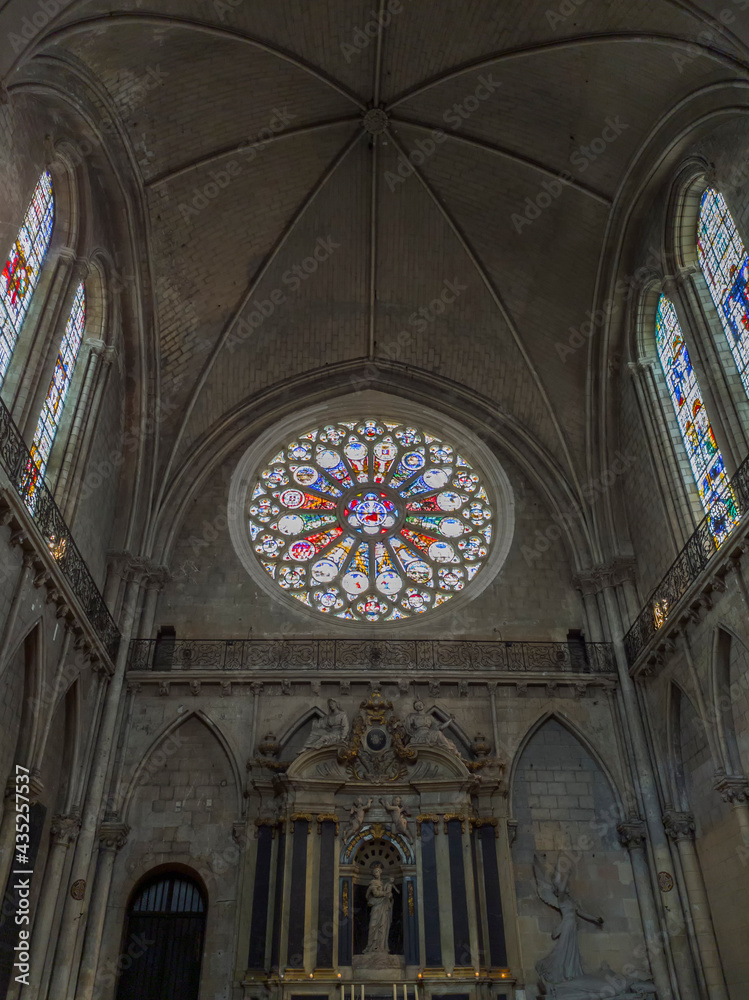 Cathedral of Saint Mauritius - Interior of the Cathedral of the Catholic Church in the city of Angers, France.