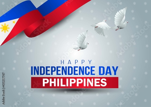 happy independence day Philippines. flying  dove with Philippine flag. vector illustration design