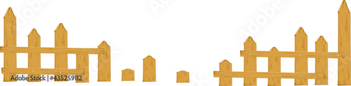 Old Wooden dilapidated Fence - Vector Illustration