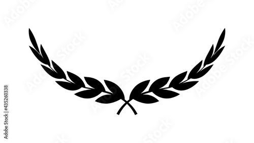 Laurel wreath icon. Laurel branch. Floral round frame of leaves. Vintage decorative element for award, medal, achievement, emblem, premium quality, ornate and logo.