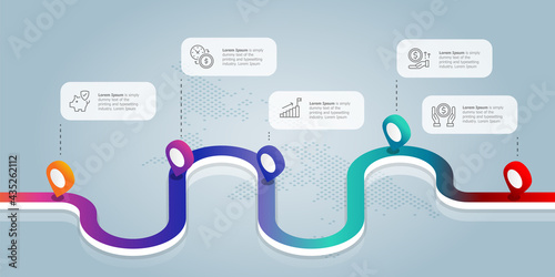 road isometric infographics presentation element template