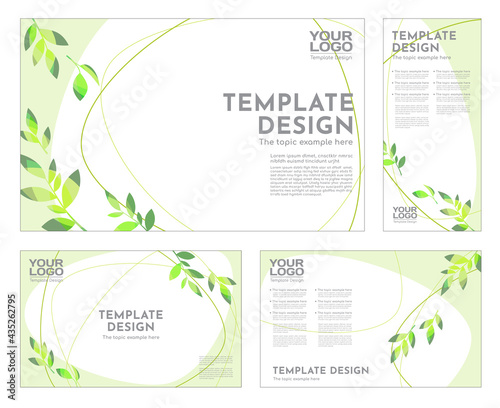 Green concept template design, Corporate identity layout for company event. Use for report, marketing, advertising, brochure, modern style. Vector