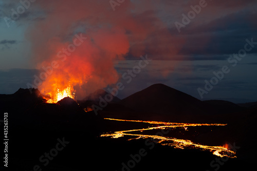 Geldingadalsgos, Fagradalsfjall volcano eruption -  is a shield volcano on the Reykjanes Peninsula, around 40 kilometres  from Reykjavík, Iceland