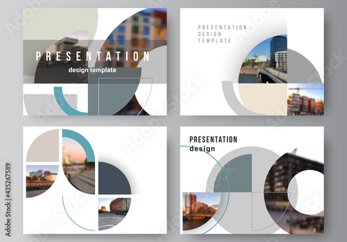 Vector layout of the presentation slides design business templates, multipurpose template for presentation brochure. Background with abstract circle round banners. Corporate business concept template