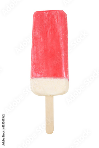 Pink ice cream popsicle isolated on white background