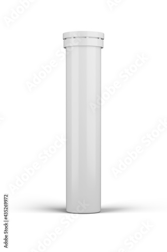 Photos White tube for effervescent tablets or vitamins. 3d rendering.