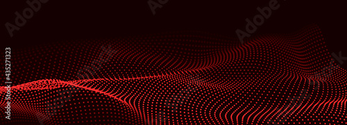 Abstract digital wave of particles. Futuristic point wave. Technology background vector. Vector illustration