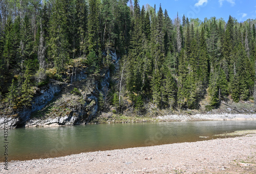 Rocks on the taiga river.