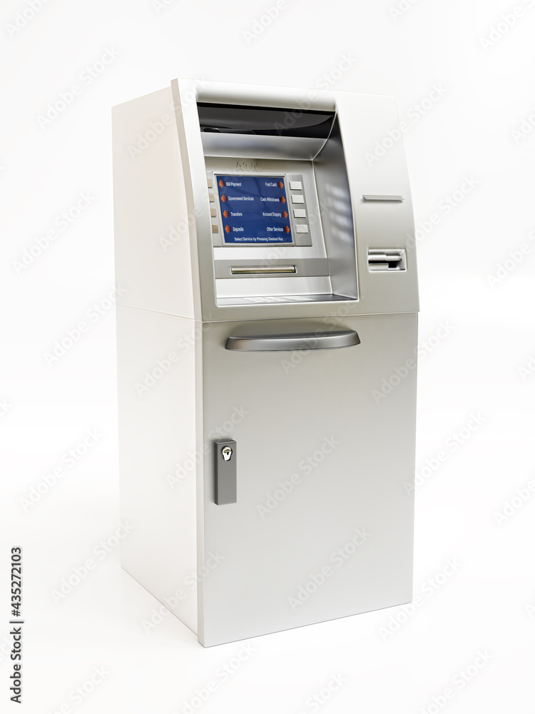 ATM machine model on white background ATM machine model on white background
