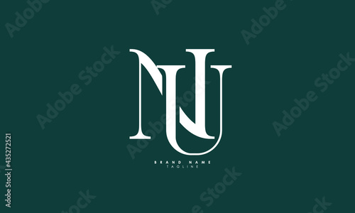 Alphabet letters Initials Monogram logo NU, UN, N and U