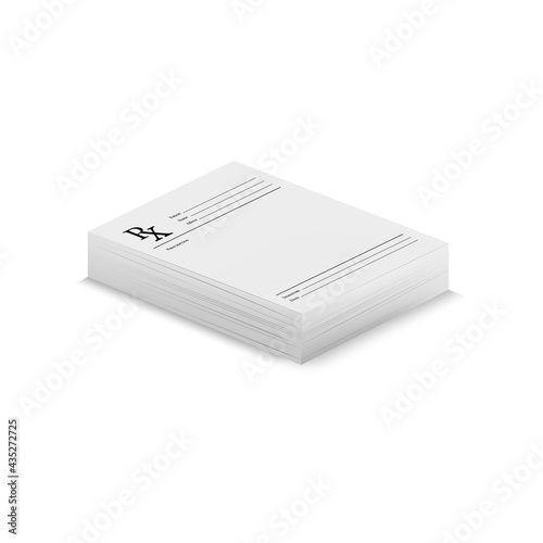 Realistic set of blank medical prescription form isolated on white background.