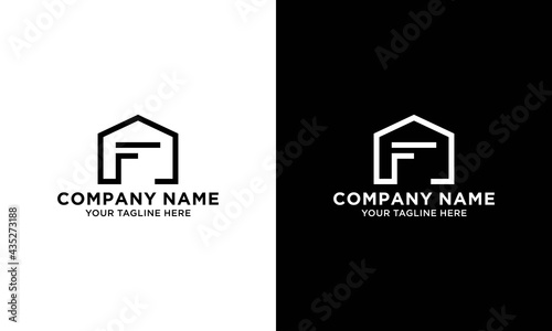 letter F House lineart Logo Design, Real Estate Icon. Property and Construction Logo design for business corporate sign. Minimal logo design template on white background.