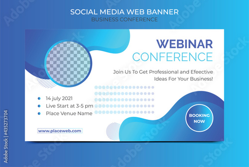 Webinar conference web banner or online Business invitation or live conference banner design. social media horizontal banner design.