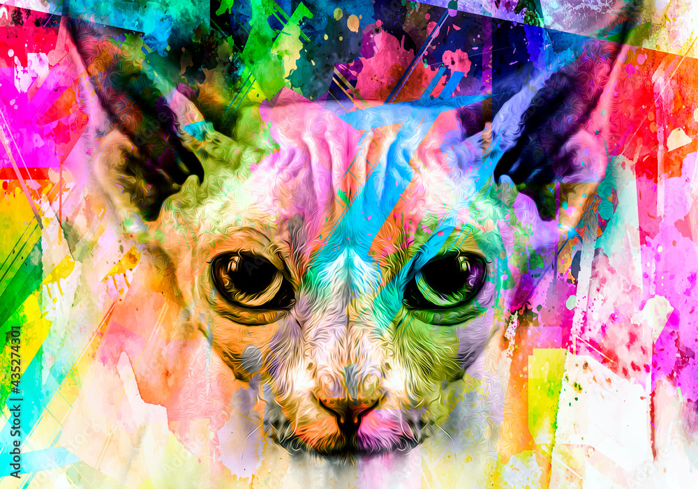  abstract colored sphinx face, graphic design illustration