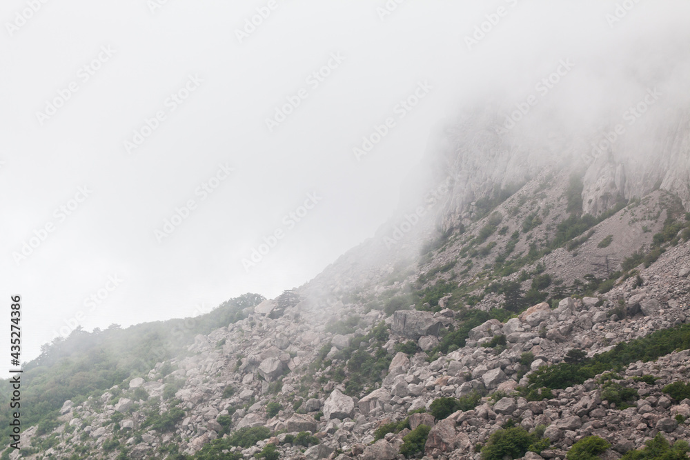 Foggy mountain Crimean landscape