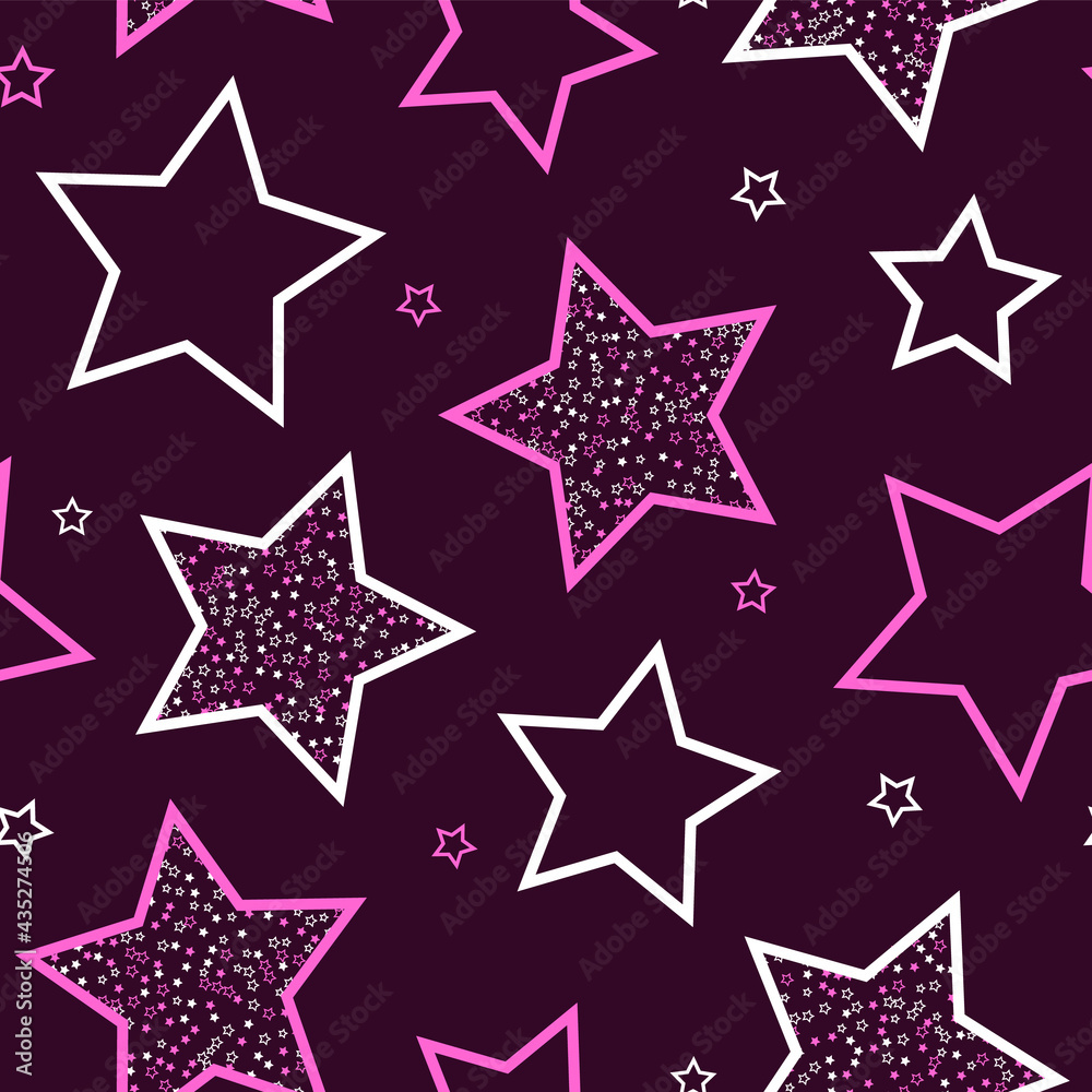 Stars seamless pattern. Design for fabric, wrapping paper, background, wallpaper. Vector. Stars seamless pattern. Design for fabric, wrapping paper, background, wallpaper. Vector.