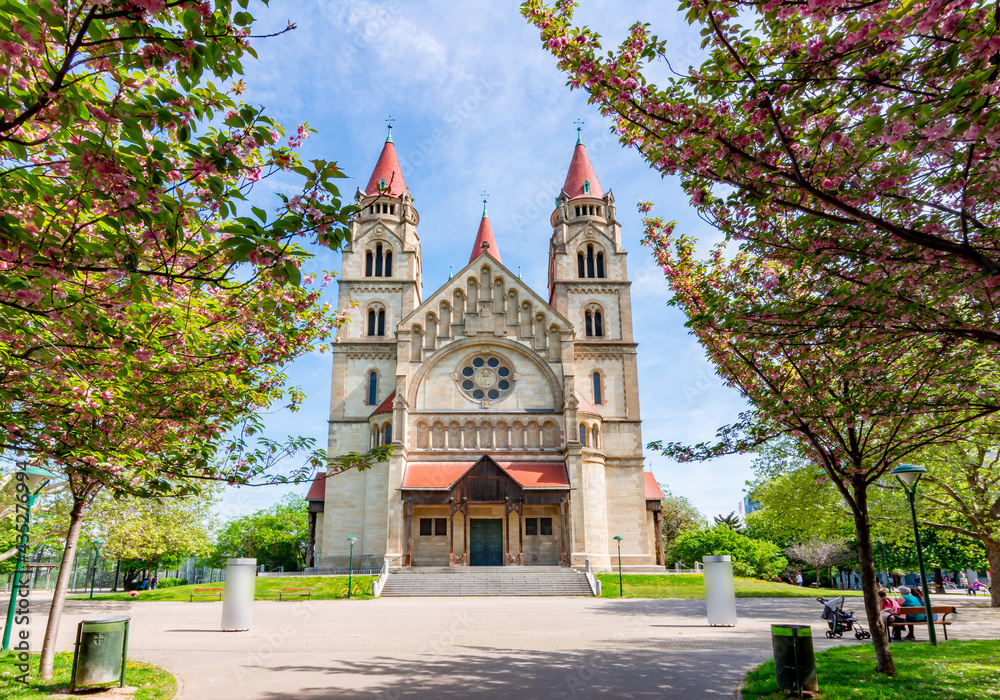 St. Francis of Assisi Church on Mexicoplatz square in spring, Vienna, Austria