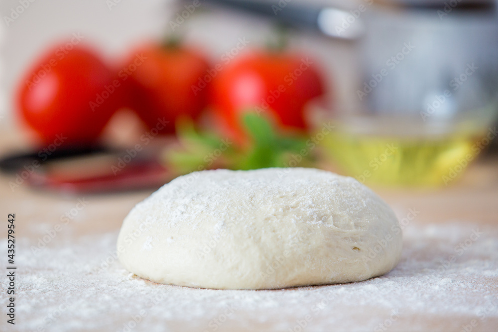 Pizza dough with pizza ingredients Pizza dough with pizza ingredients