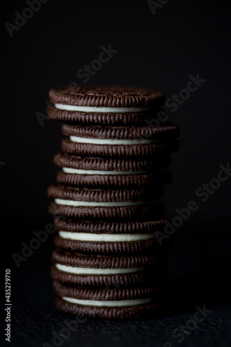 Stack of chocolate sandwich cookies
