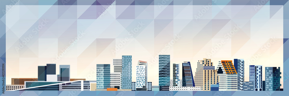 Oslo skyline vector colorful poster on beautiful triangular texture background