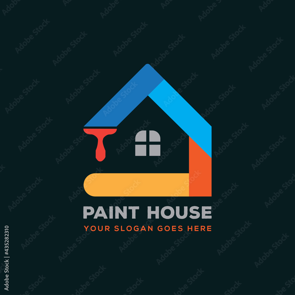 House Repairing, painting, service, decor and repair multi-color icon. Vector logo, label, emblem design. Concept for home decoration, building, house construction etc House Repairing, painting, service, decor and repair multi-color icon. Vector logo, label, emblem design. Concept for home decoration, building, house construction etc