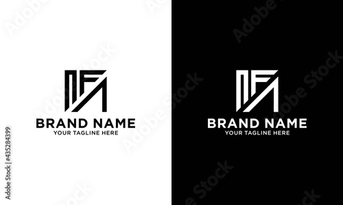 initial nf triangle logo design template vector photo