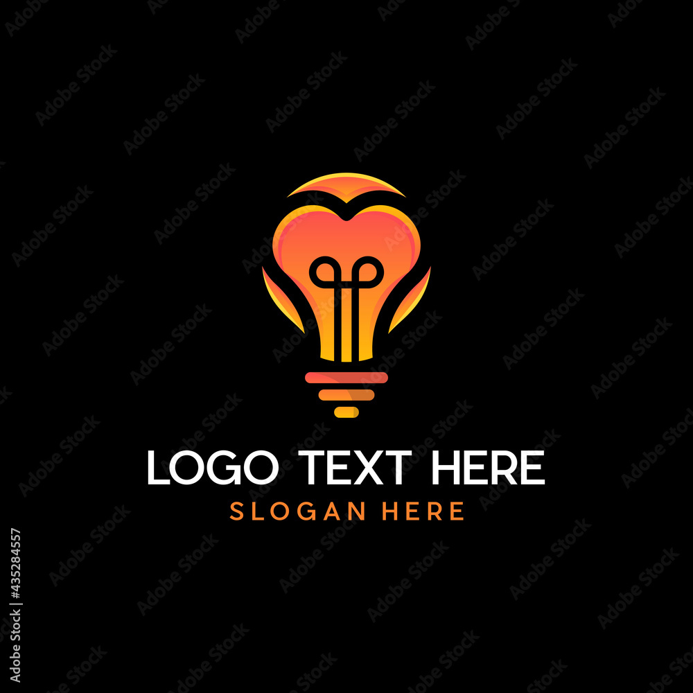Bulb Love Vector Logo Design Bulb Love Vector Logo Design