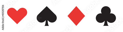 Card suits icons spades, cross, hearts, diamonds