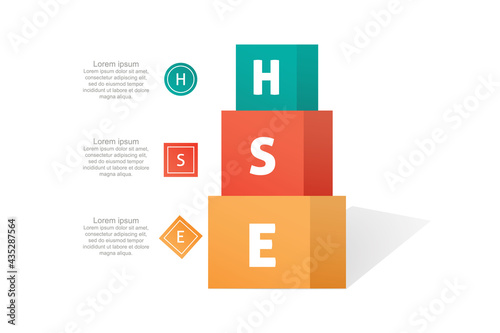 HSE - Health Safety Environment acronym - Vector Illustration concept banner with icons and keywords