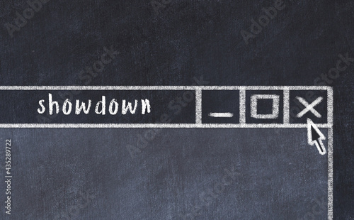 Chalk drawig of browser window with inscription showdown photo